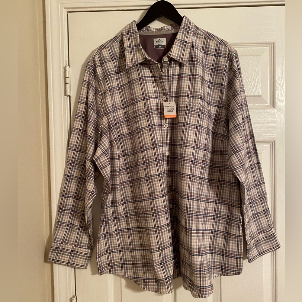 Ridgecut Toughwear Women’s Long Sleeve.No Gap Fit.Hidden Buttons.2XL.Plaid.NWT.